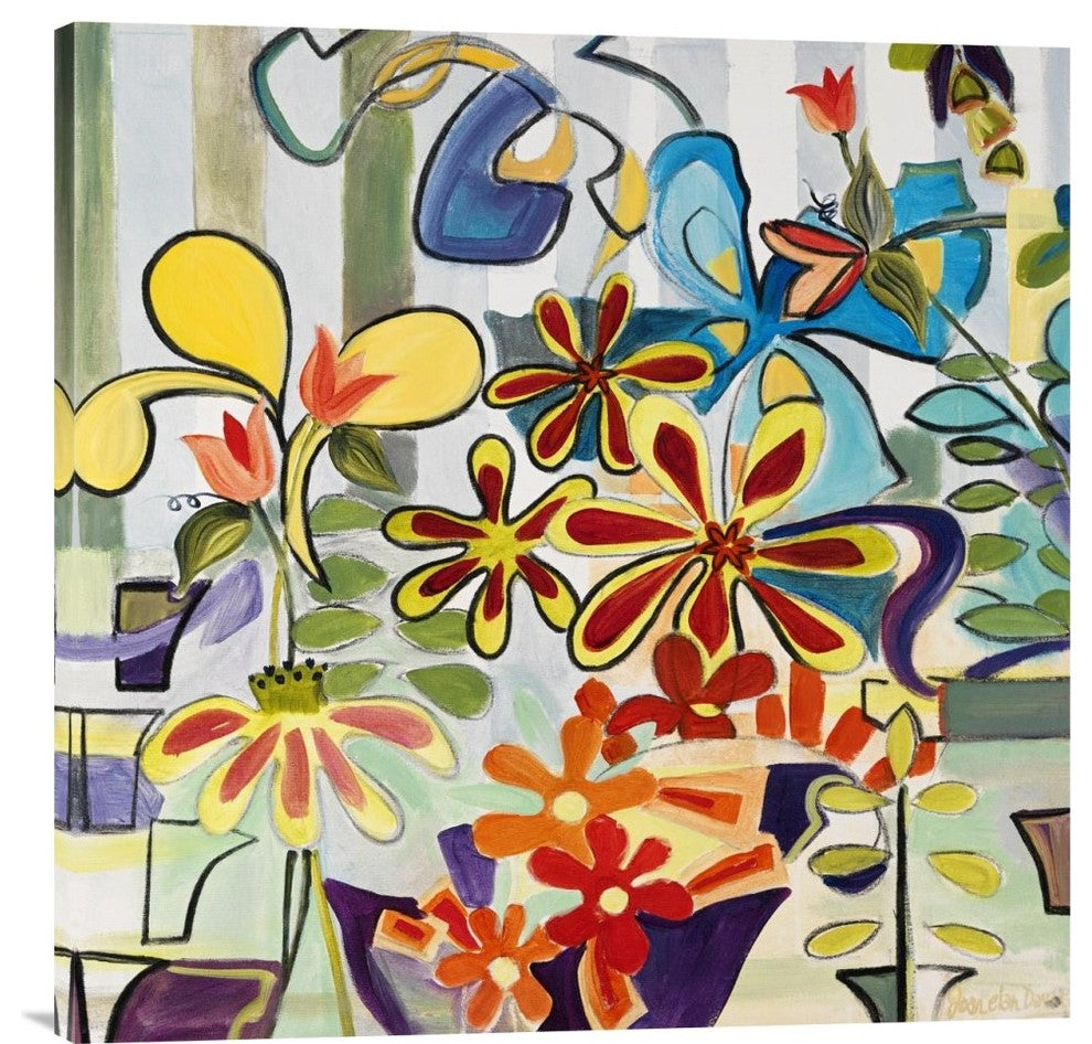 ''Happy Snappy Garden'' Giclee Canvas Fine Art Print, 36x1.5x36