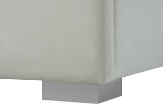 Nora Velvet Upholstered Bed, Cream, Full
