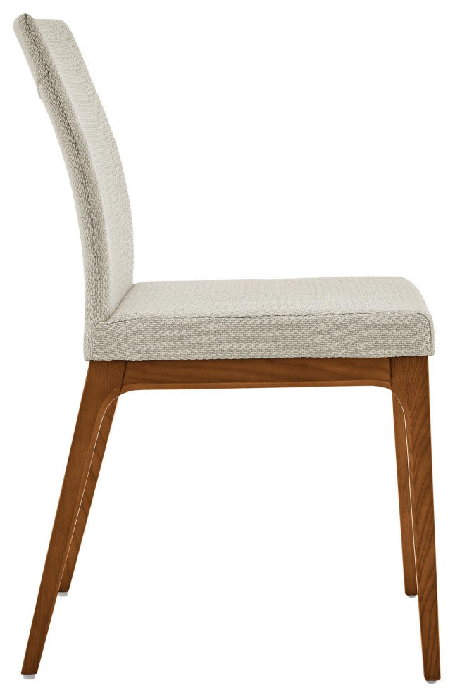 Devon Dining Side Chair Walnut Legs Set of 2, Cardiff Cream, Fabric