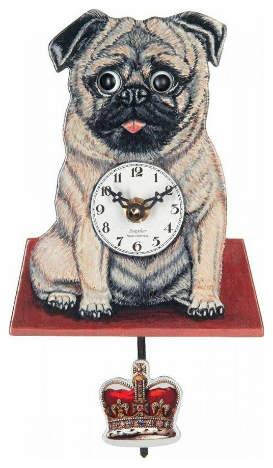 River City Clocks Pug-06Q Pug Dog Clock With Moving Eyes