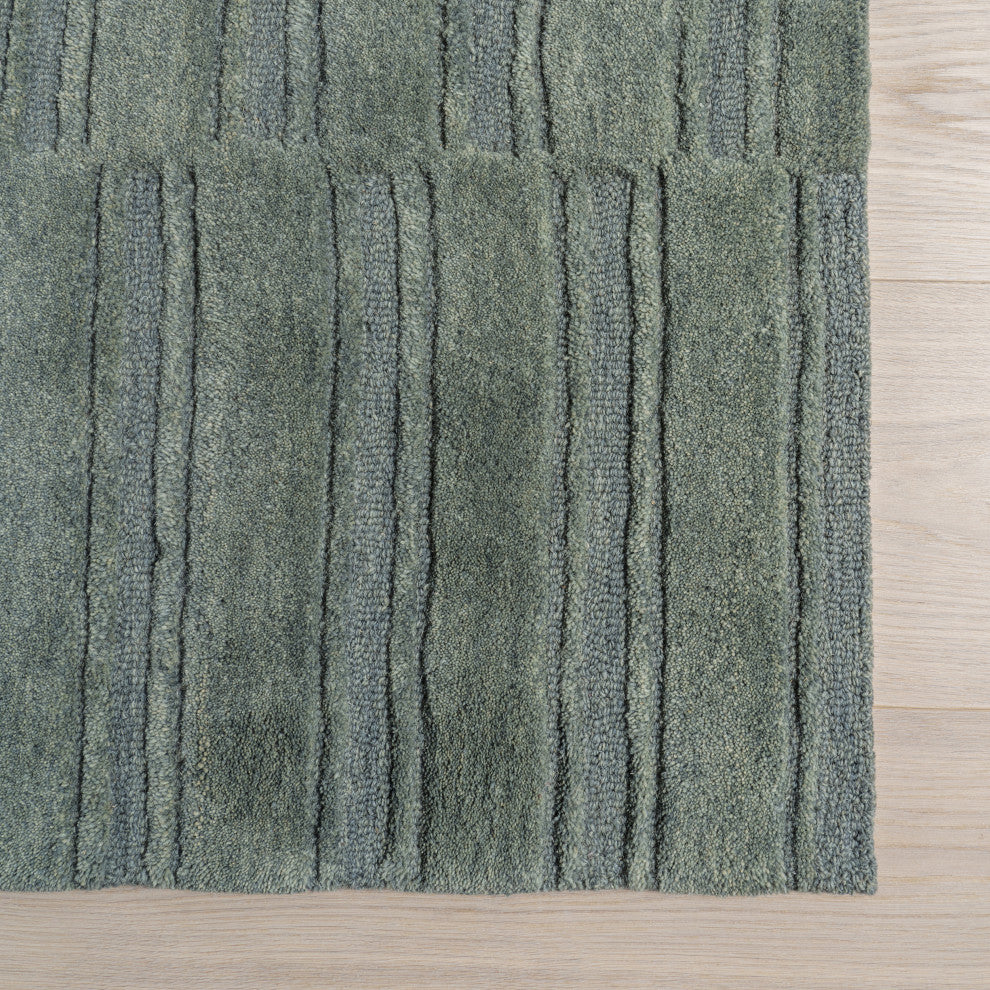Starke Checked Wool Area Rug, Hunter Green 8'x10'