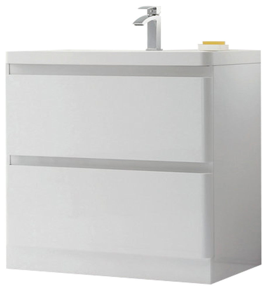 Eviva Glazzy 36" Floor Mount Modern Bathroom Vanity, High Glossy White