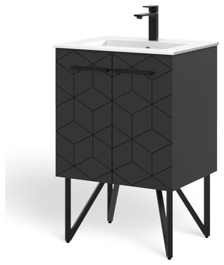 The Forma Bathroom Vanity, Black, 24", Single Sink, Freestanding