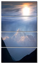 Peak of Winter Mountains At Sunset, Landscape Canvas Wall Art, 28"x48", 4 Panels