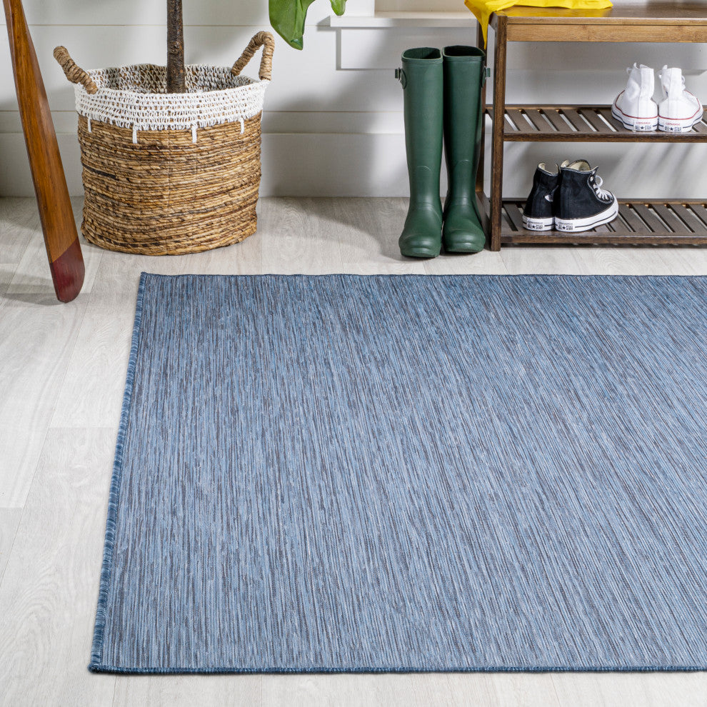 Ethan Modern Flatweave Solid, Blue, 9 X 12