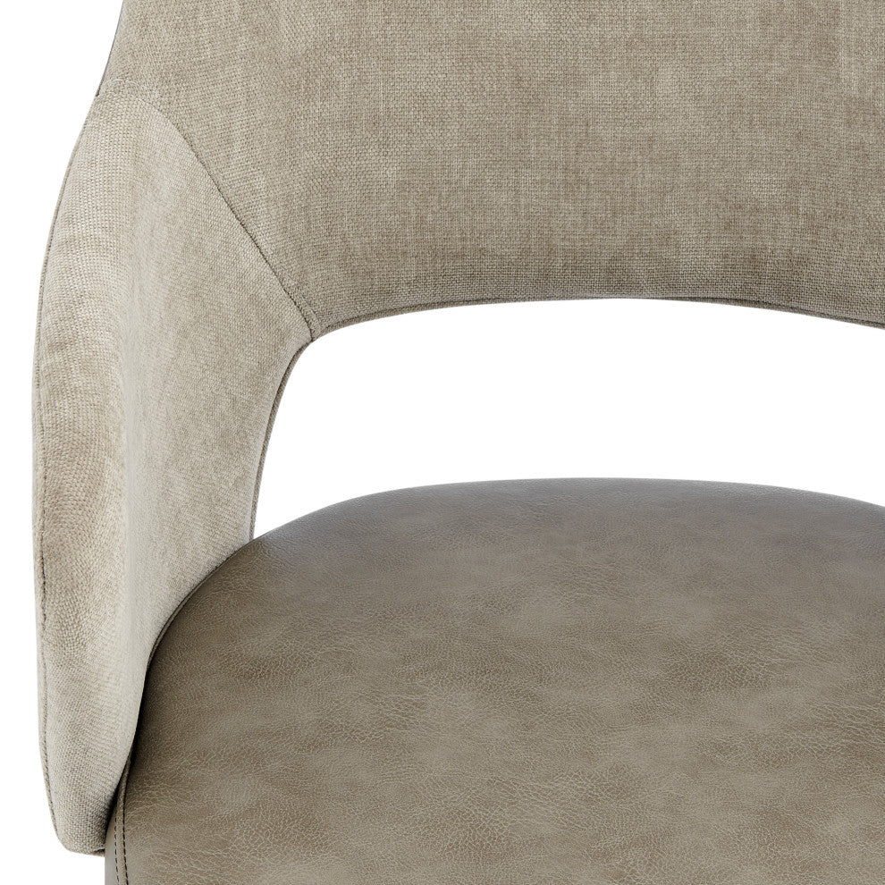 Darcie Office Chair, Light Taupe Fabric, Light Gray Leatherette and Black Base