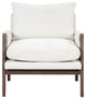 GDF Studio Mid-Century Modern Velvet Accent Chair, Rubber Wood Frame, White