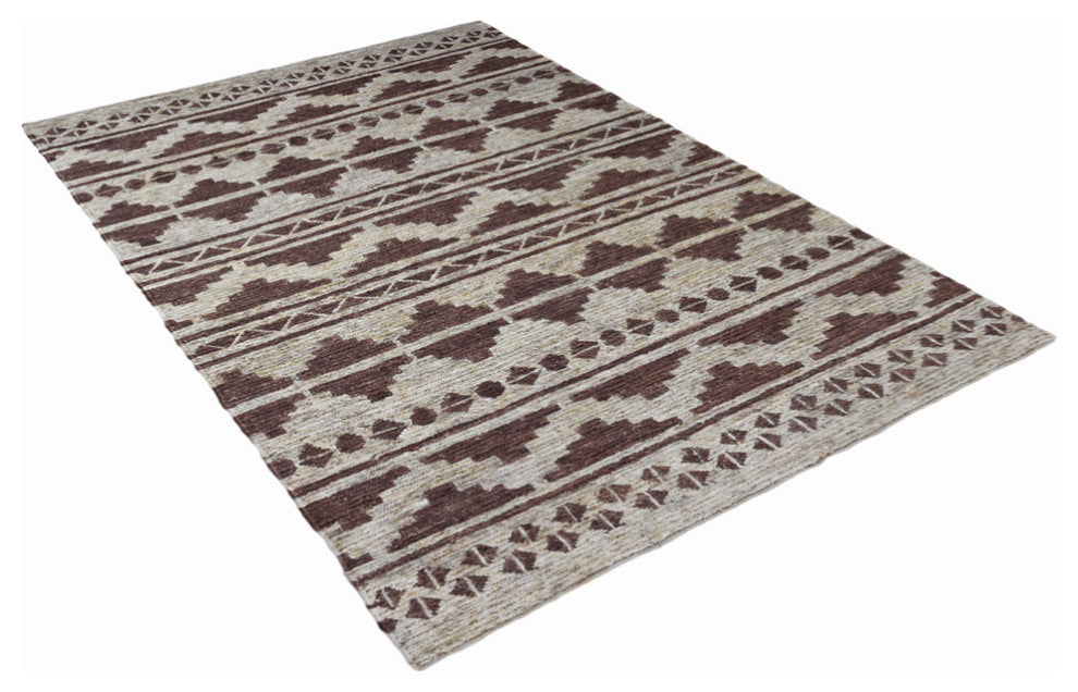 HAND KNOTTED SUMAK JUTE ECO-FRIENDLY SOLID AREA RUG,Brown Beige,Oriental,Outdoor, [Rectangle] 4'x6'