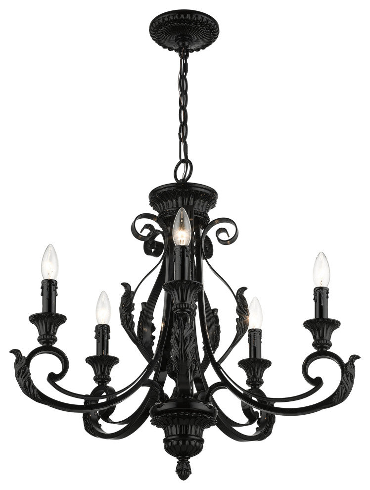 Valencia 5-Light Shiny Black Chandelier