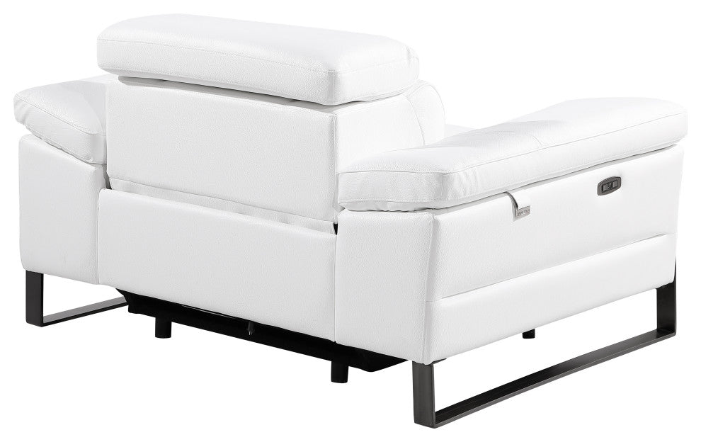 Antonio Italian Leather Power Reclining Arm Chair, White