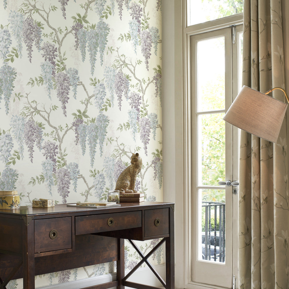 Laura Ashley Wisteria Garden Wallpaper, Pale Iris