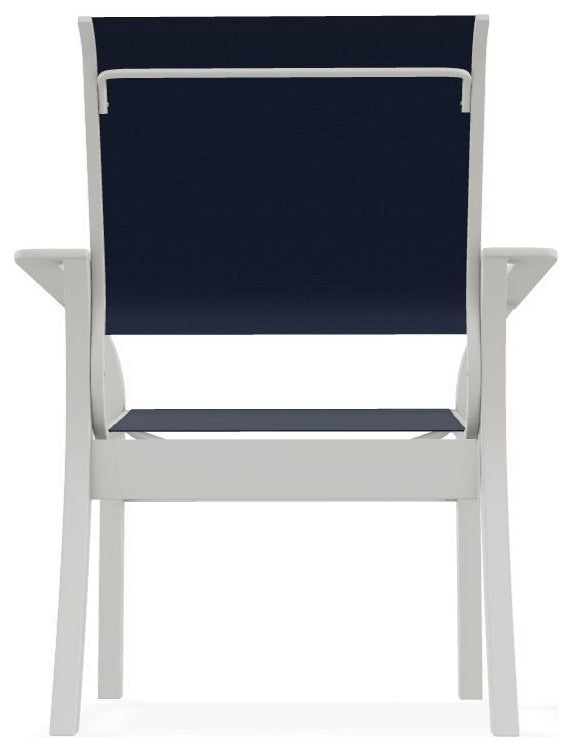 Leeward Sling Stackable Outdoor Dining Chair, Navy/Snow