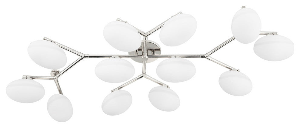 Wagner 12-Light Semi Flush Polished Nickel Finish Opal Glass