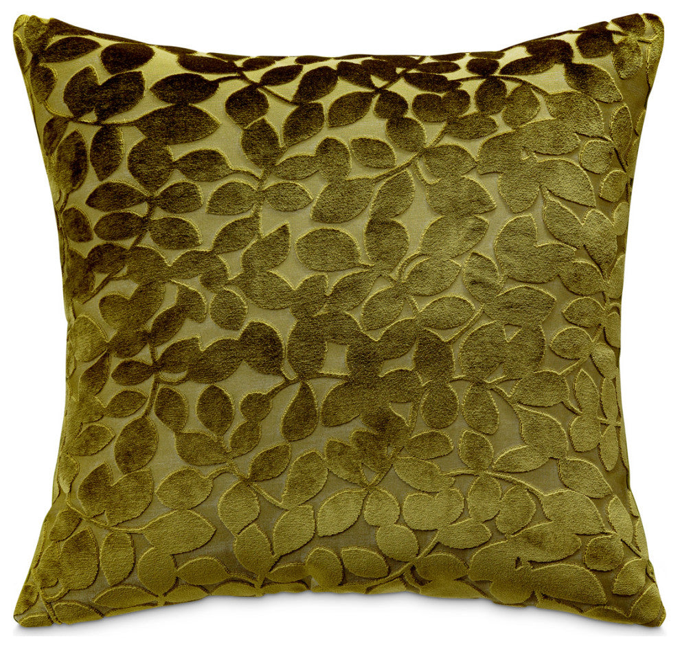 Re-nue Larkin 19" Square Velvet Pillow, Set of 2, Olive Green