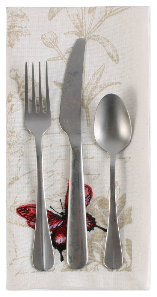Botanical Butterfly Embroidered Napkin Set of 6