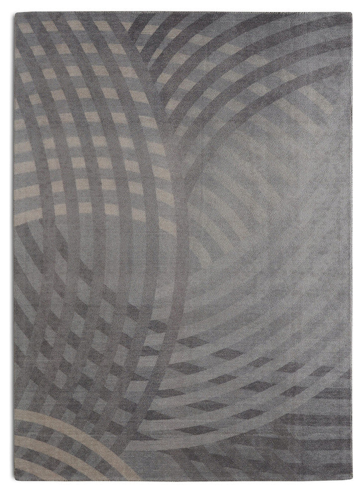 Gray Linear Contemporary Modern Area Rug, 7'6"x9'6"