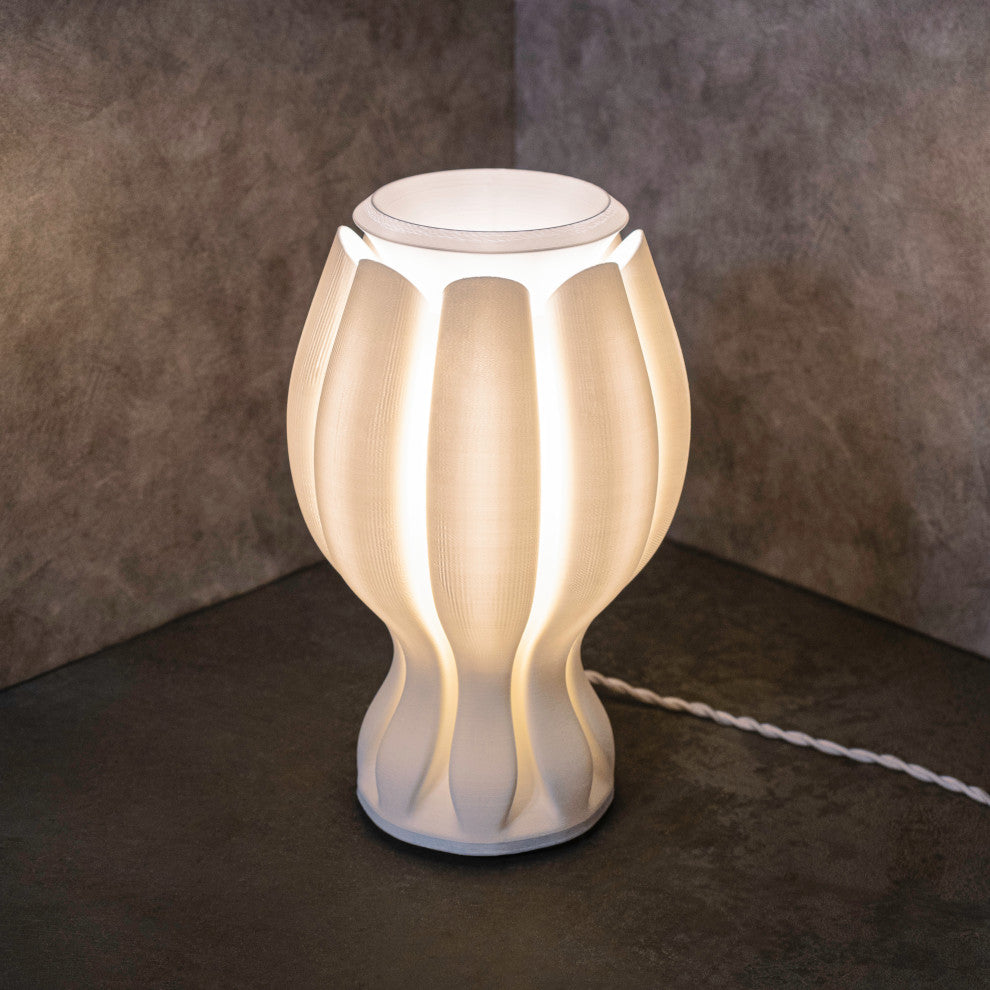 Flower 13" Tropical Plant-Based PLA Dimmable LED Table Lamp, White
