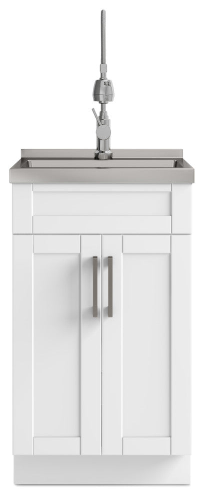 Hennessy Contemporary 24" Deluxe Laundry Cabinet, Faucet, White, 20"
