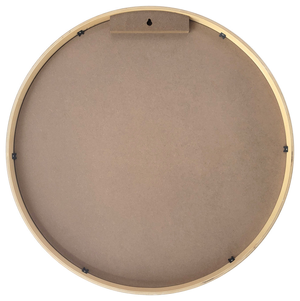 Thompson 24 in. x 24 in. Round Solid Wood Framed Wall Mirror in Natural Wood