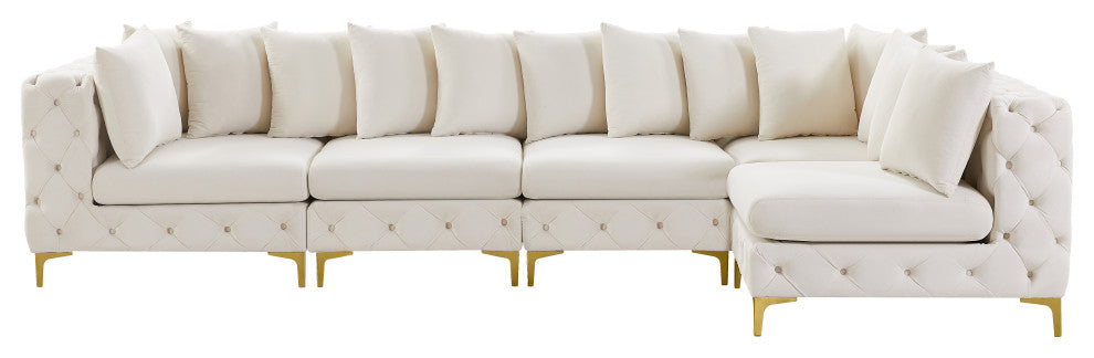 Tremblay Modular Sectional, Cream, L-Shaped, 5-Piece: Armless (3), Corner (2)
