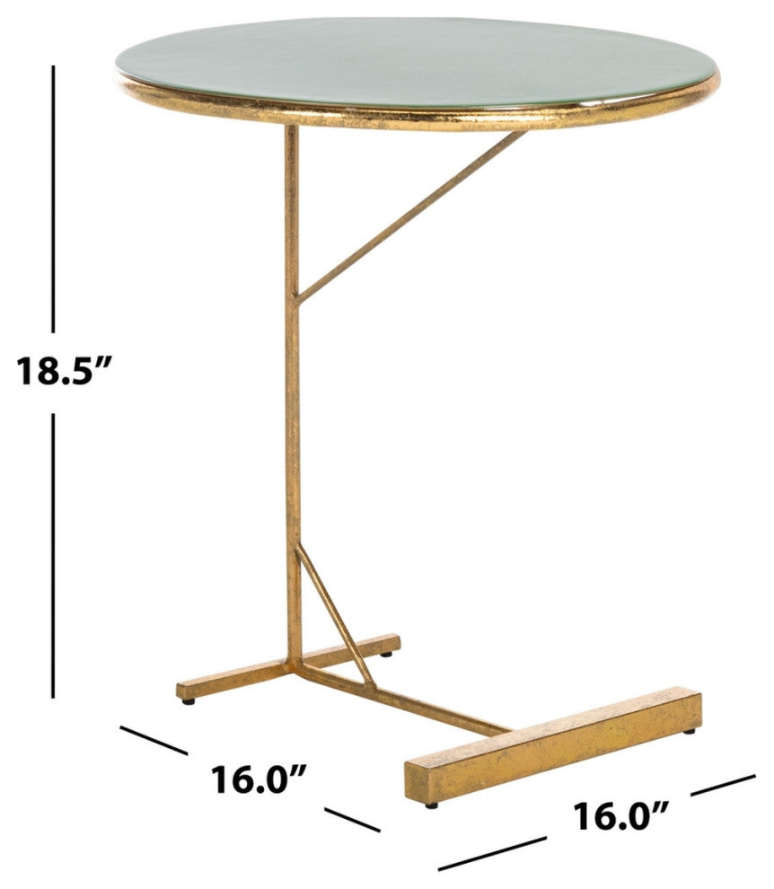 Safavieh Sionne Round C Table, Hunter Green/Gold