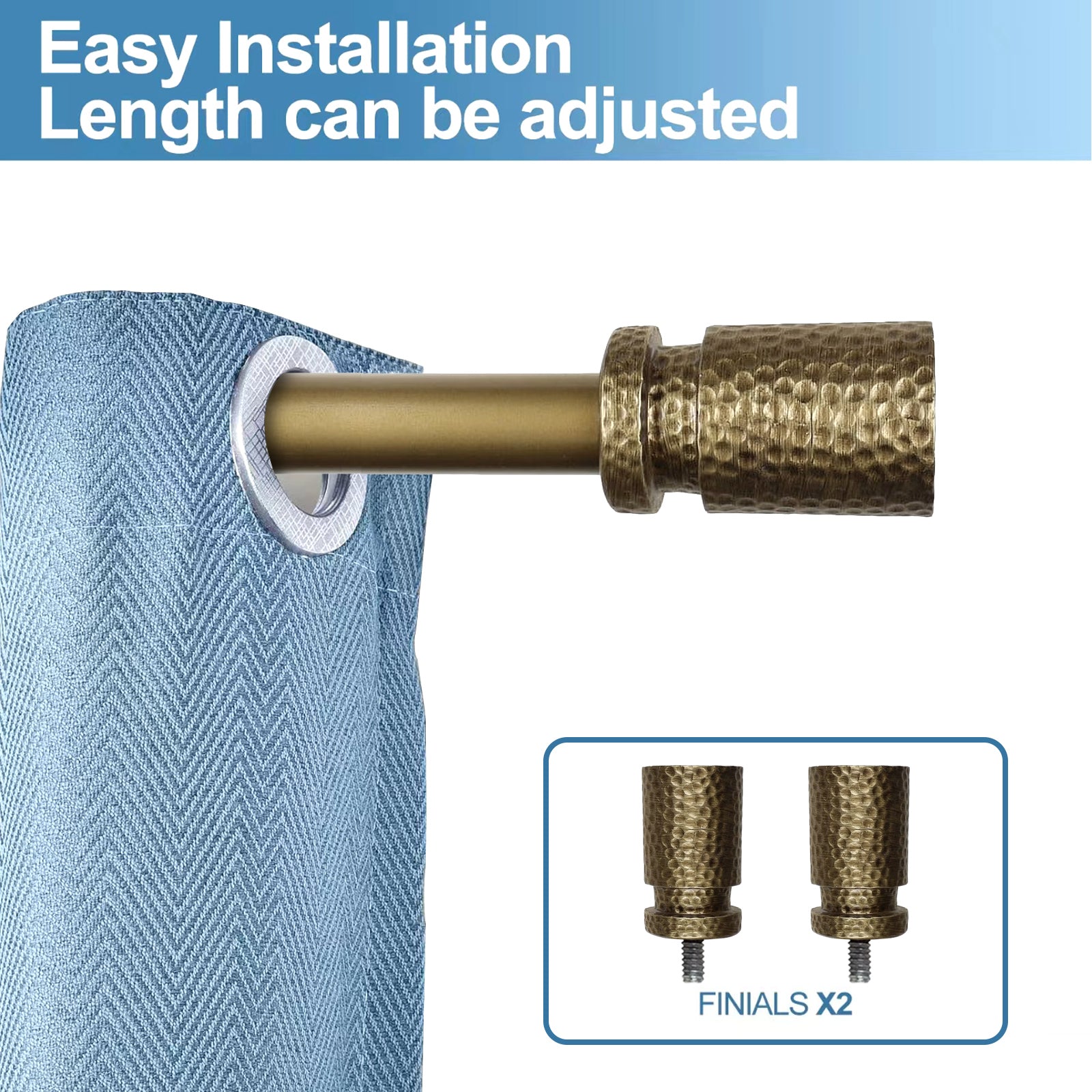 1" Diameter Fossetta Curtain Rod, 48"-84", Renaissance Gold