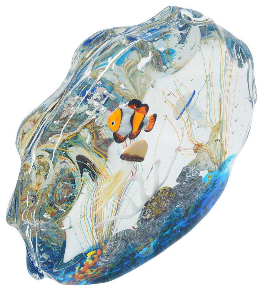 GlassOfVenice Large Murano Glass Aquarium With Fish And Sea Life