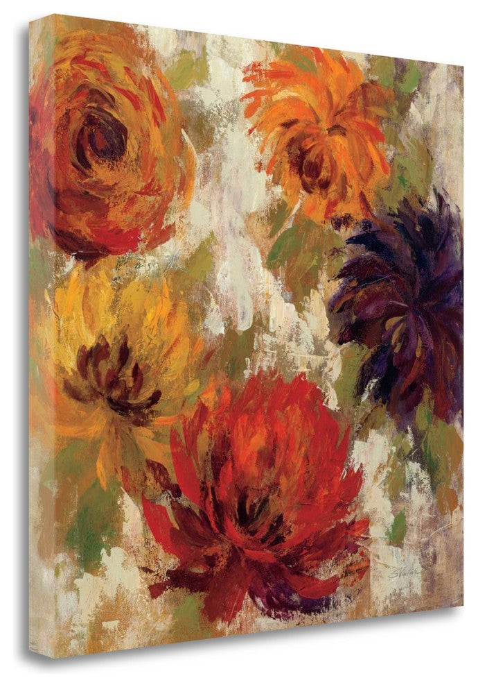 "Fiery Dahlias II" By Silvia Vassileva, Giclee Print on Gallery Wrap Canvas