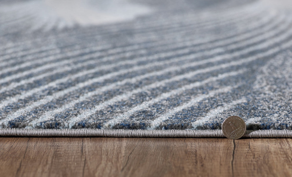 Illusions Breeze Abstract Watercolor Area Rug, Grey/Blue, 7'10 X 10'10