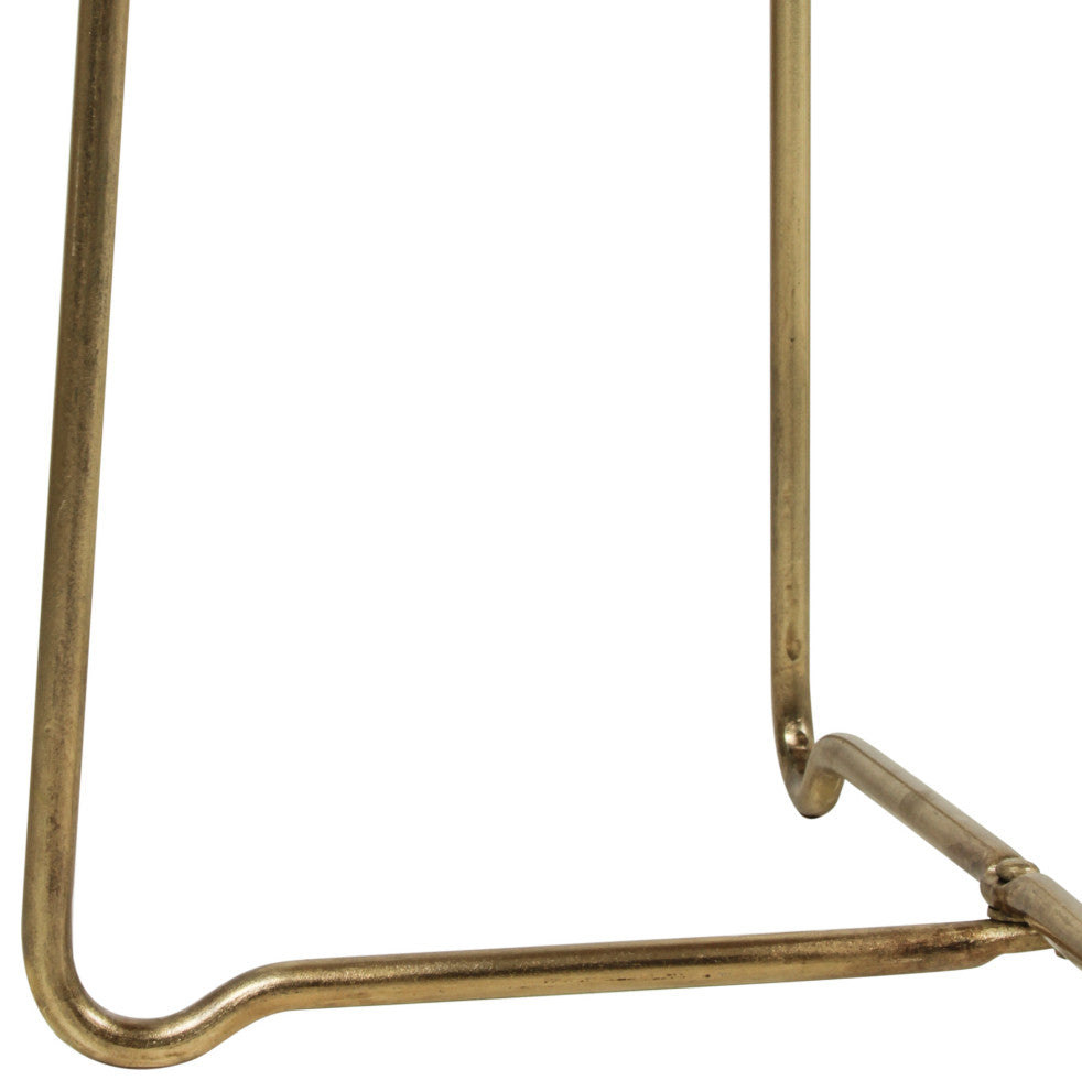 East at Main 19-inch Gold Iron and Natural Wood Round Accent Table
