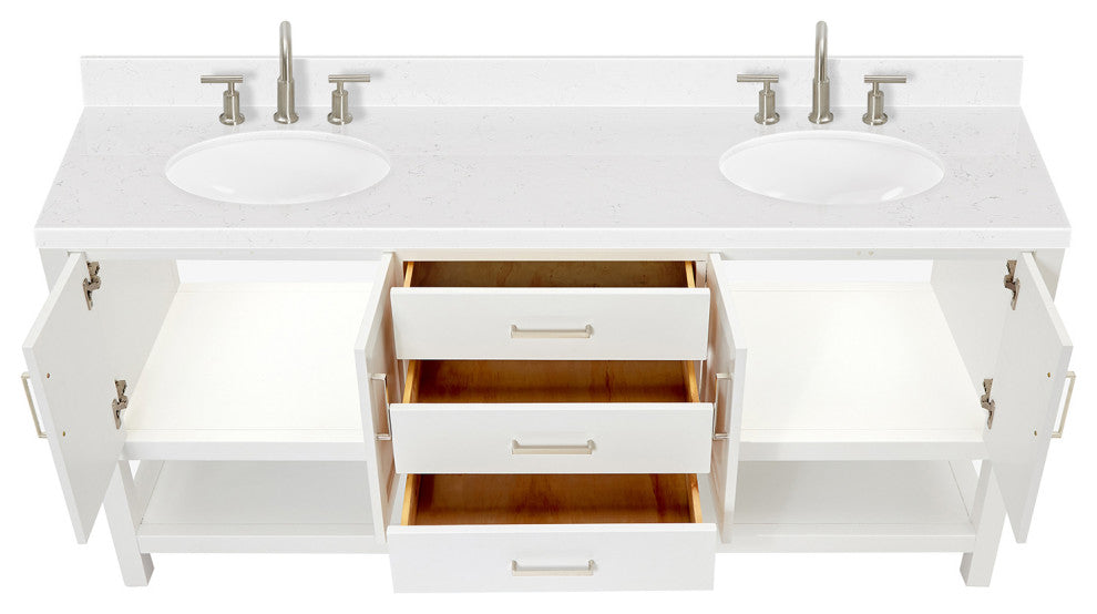 Ariel Magnolia 36"  Double Oval Sinks Vanity, Carrara Quartz