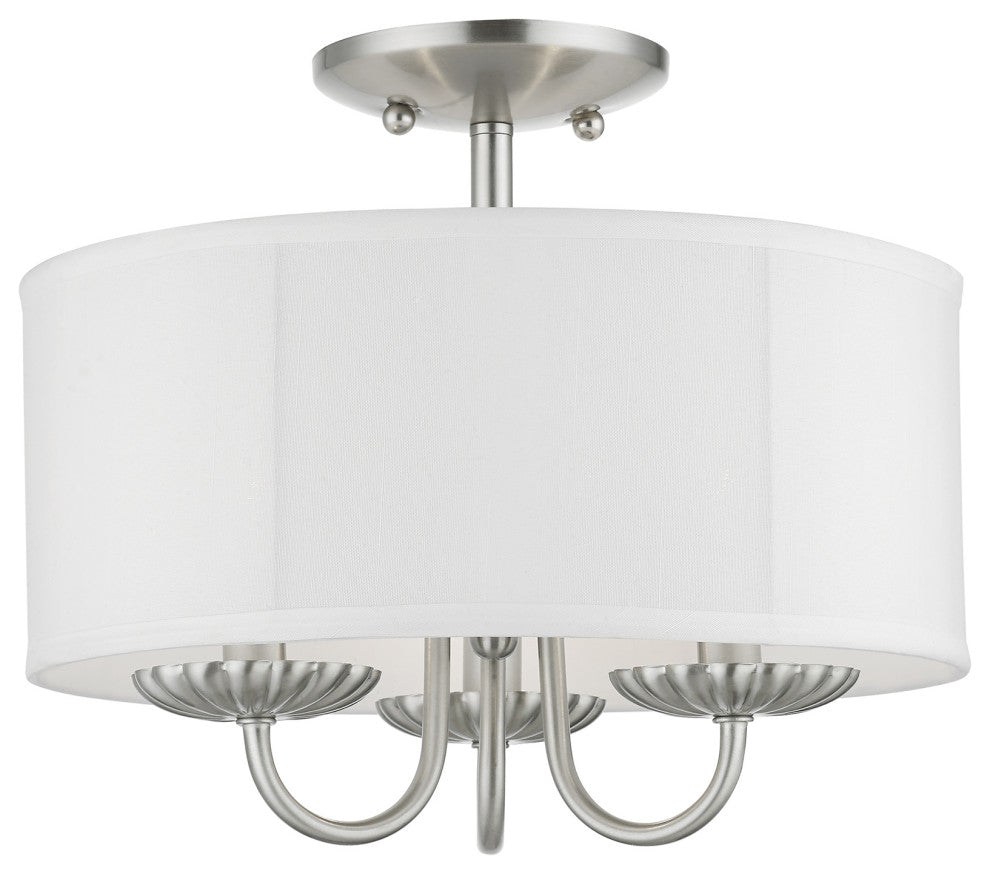 Livex Lighting 3 Light Brushed Nickel Semi-Flush Mount