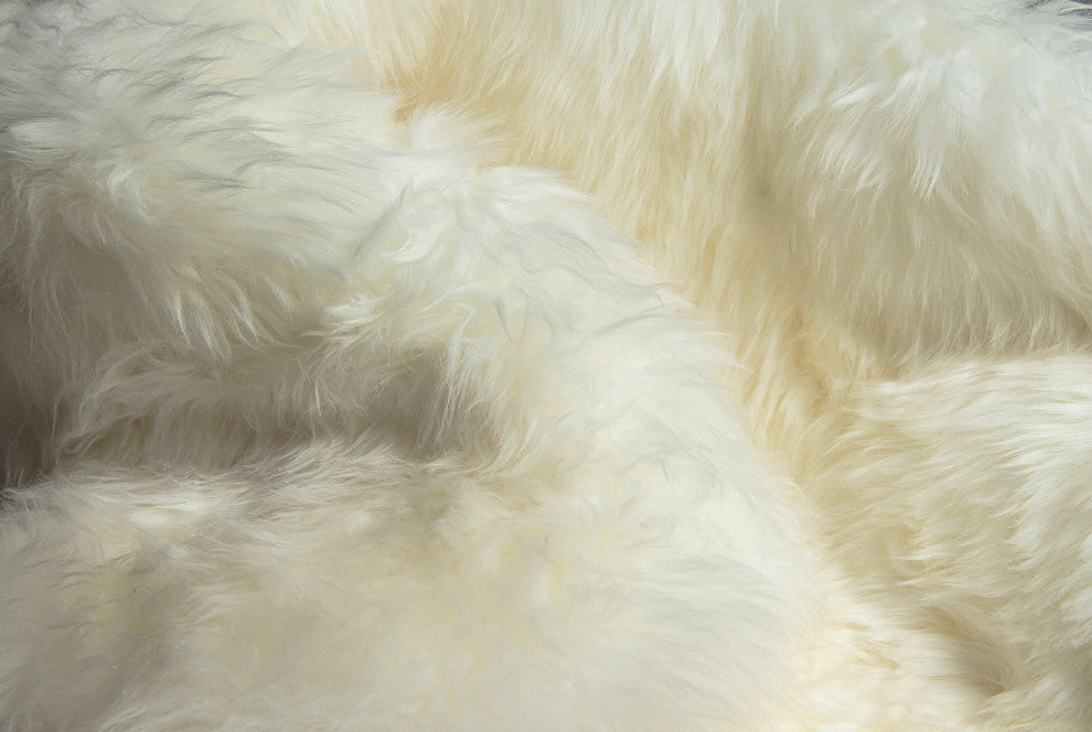HomeRoots 24" x 72" x 2" Natural Double Sheepskin Area Rug