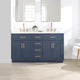 Gavino Vanity With Grain White Composite Stone Top, Royal Blue/Brushed Gold, 60", No Mirror