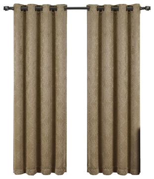 Bella Blackout 2PC Embossed Grommet Panels, Taupe, 104"x84"
