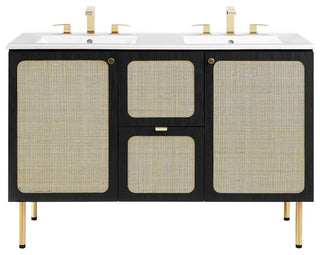 Chaucer 48" Double Sink Bathroom Vanity - Black White