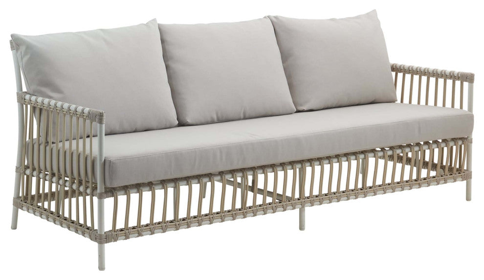 Caroline Exterior 3-Seater Sofa, Dove White, Sunbrella Sailcloth Cushions