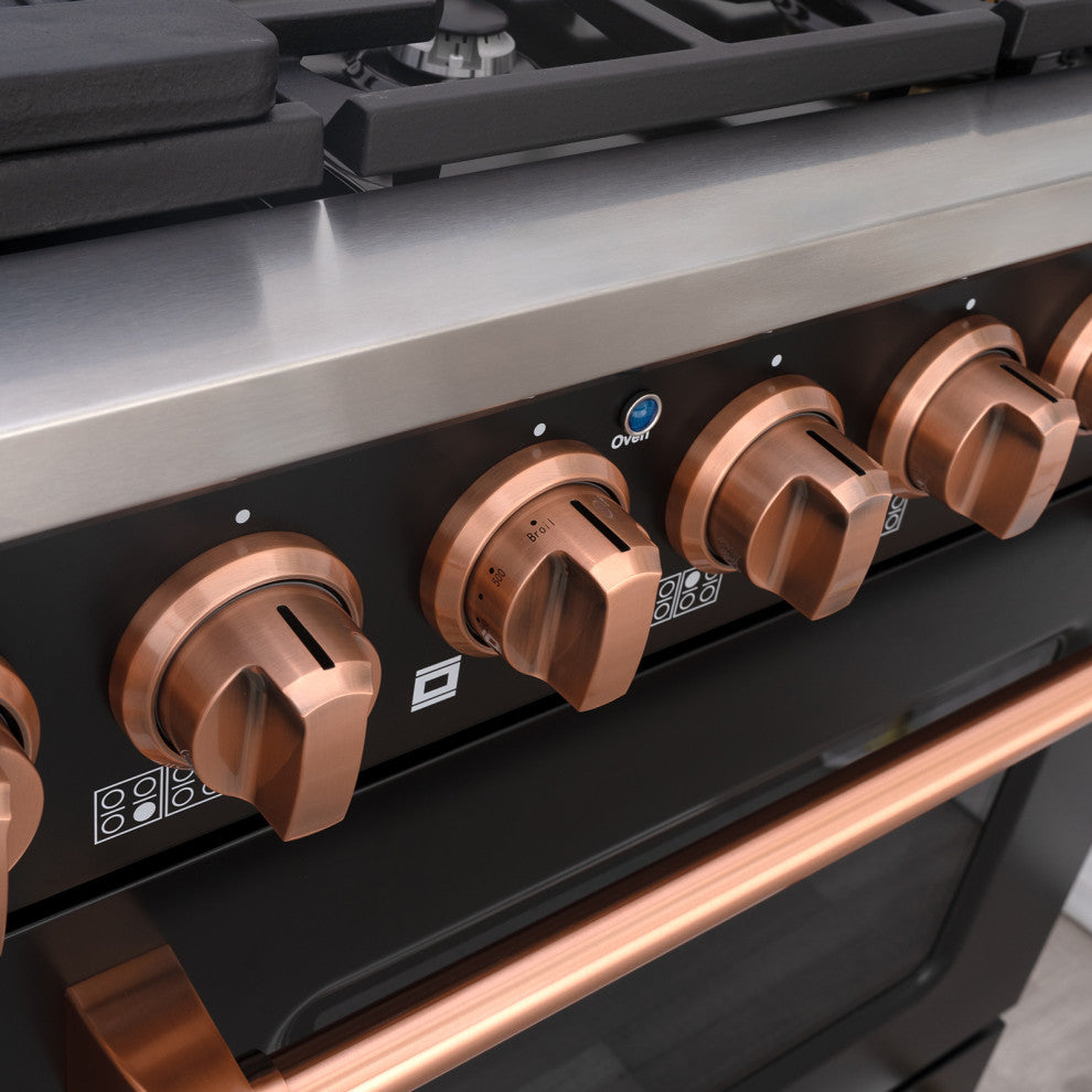 48" Slide-in Freestanding Gas Range & 6.7 Cu. Ft. Oven,8 Burners. Matte Black, Matte Black & Copper, 48"