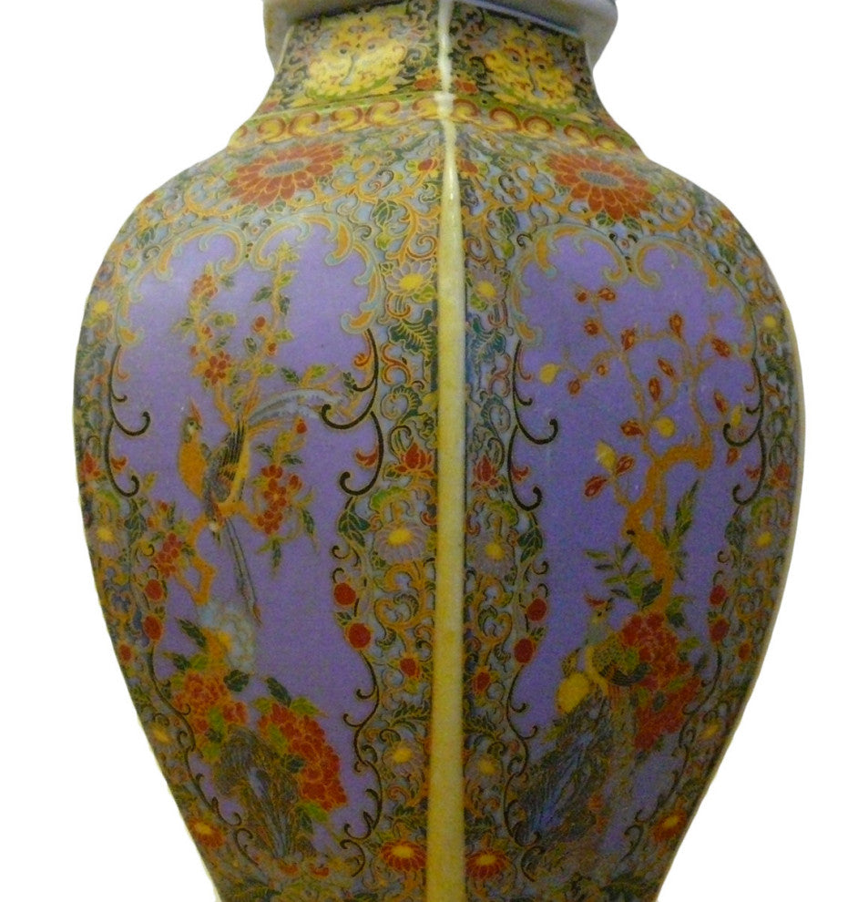 Chinese Porcelain Golden Flower and Birds Scenery Jar
