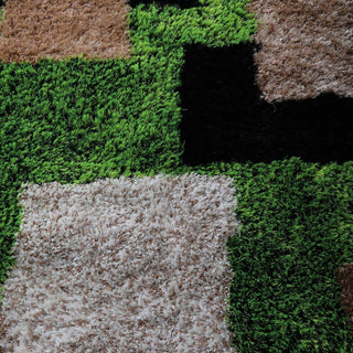 Hand Tufted Shag Polyester Area Rug Geometric Green Beige, [Rectangle] 10'x14'