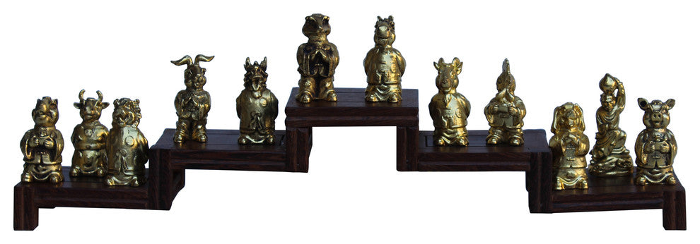 Set of 12 Chinese Animal Zodiac Metal Miniature Figures Hcs4819
