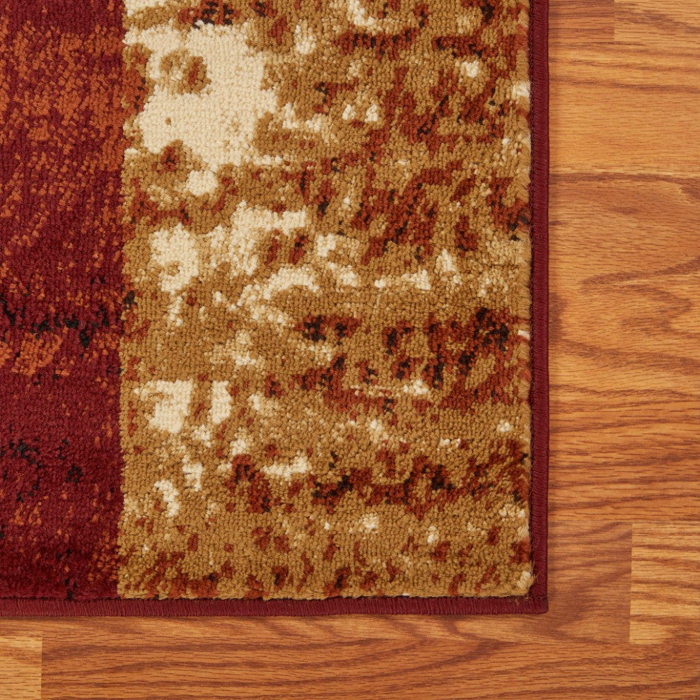5" x 7" Red and Brown Geometric Area Rug