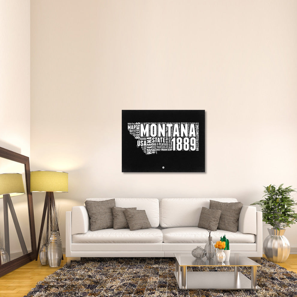 "Montana Black and White Map" Fine Art Print