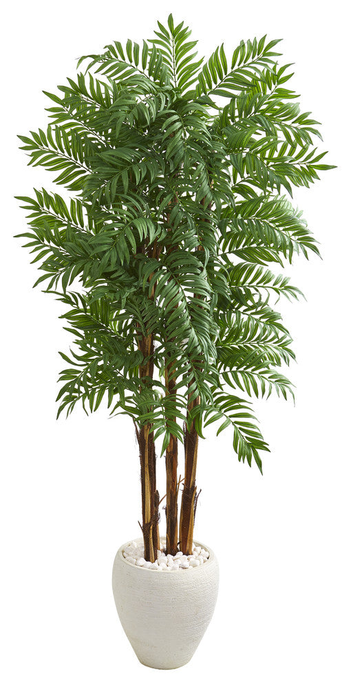 6' Parlour Artificial Palm Tree in White Planter
