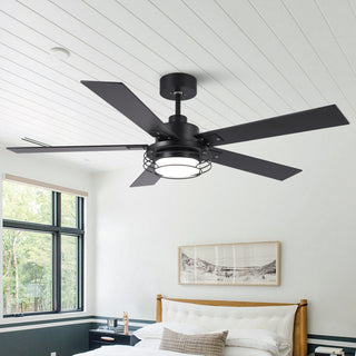 52-inch Modern Black LED Ceiling Fan with Remote and DC Reversible Motor