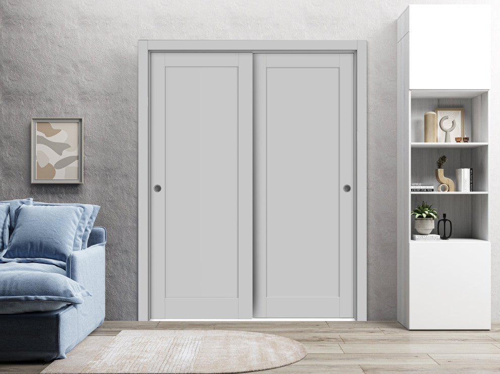 Sliding Closet Bypass Doors 60 x 96 | Quadro 4111 Matte Grey