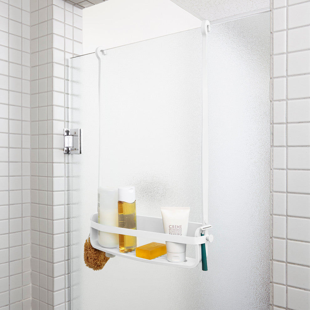 Flex Single Shelf Shower Caddy, White