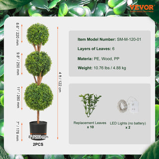 VEVOR 4' Artificial Topiary Tree Faux Plant w/ Replaceable Leaves Home Decor