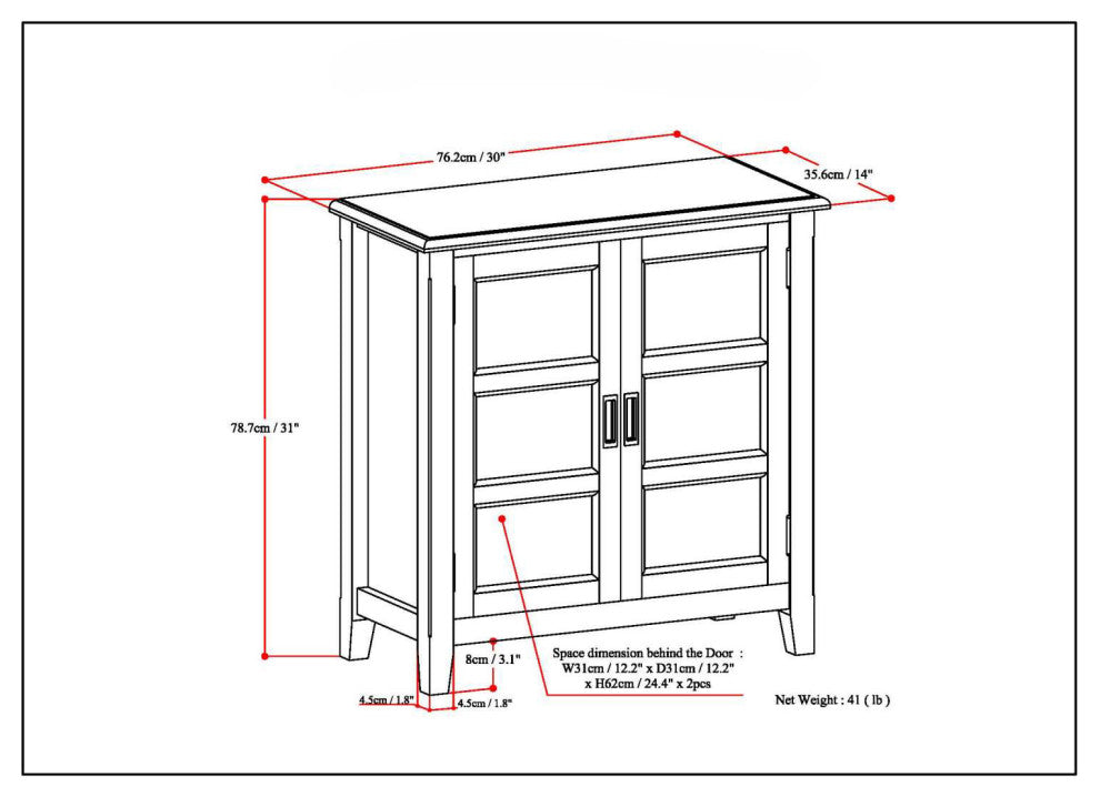 Burlington Solid Wood Low Storage Cabinet, Black
