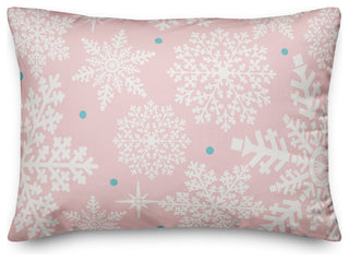 Pink Snowflake Pattern 14"x20" Throw Pillow Cover